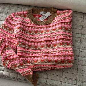 NWT J.Crew Shrunken Fair Isle Cewneck Sweater